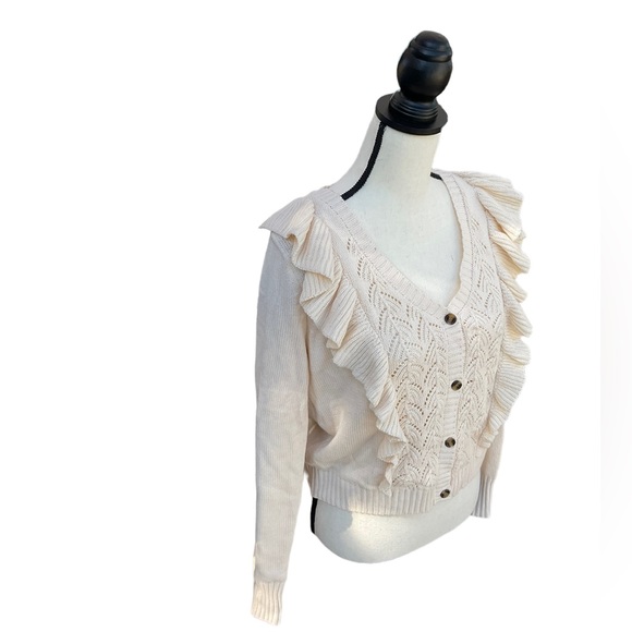 NWT Lauren Conrad Ruffled Cardigan Size M - Picture 2 of 3